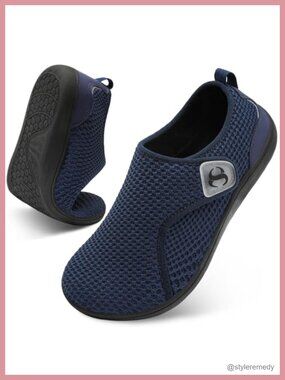 Womens Wide Width Walking Shoes Adjustable Zero Drop Diabetic Sneakers